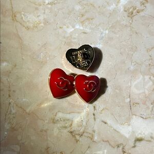 Chanel Red Heart Buttons AUTHENTIC